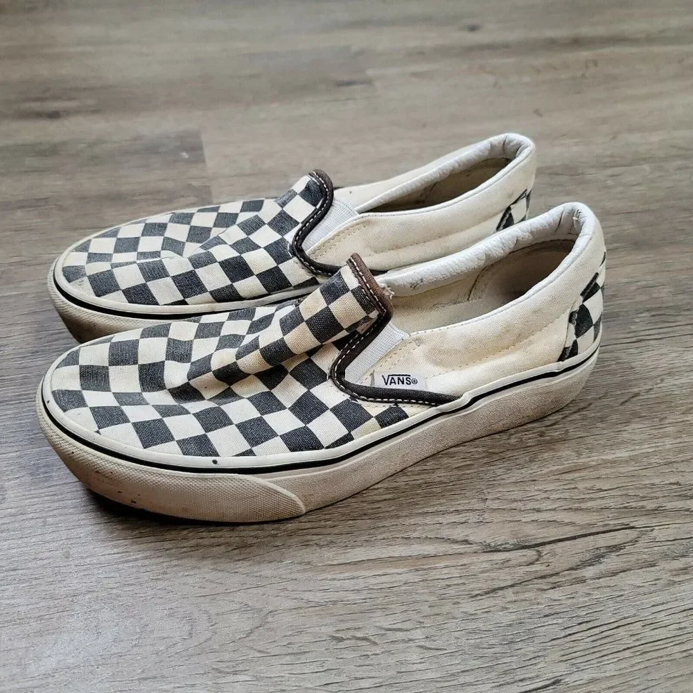 Vans Off The Wall Sneakers Skate Shoes Checkered Black White Slip On Casual 6.5 - Picture 9 of 9